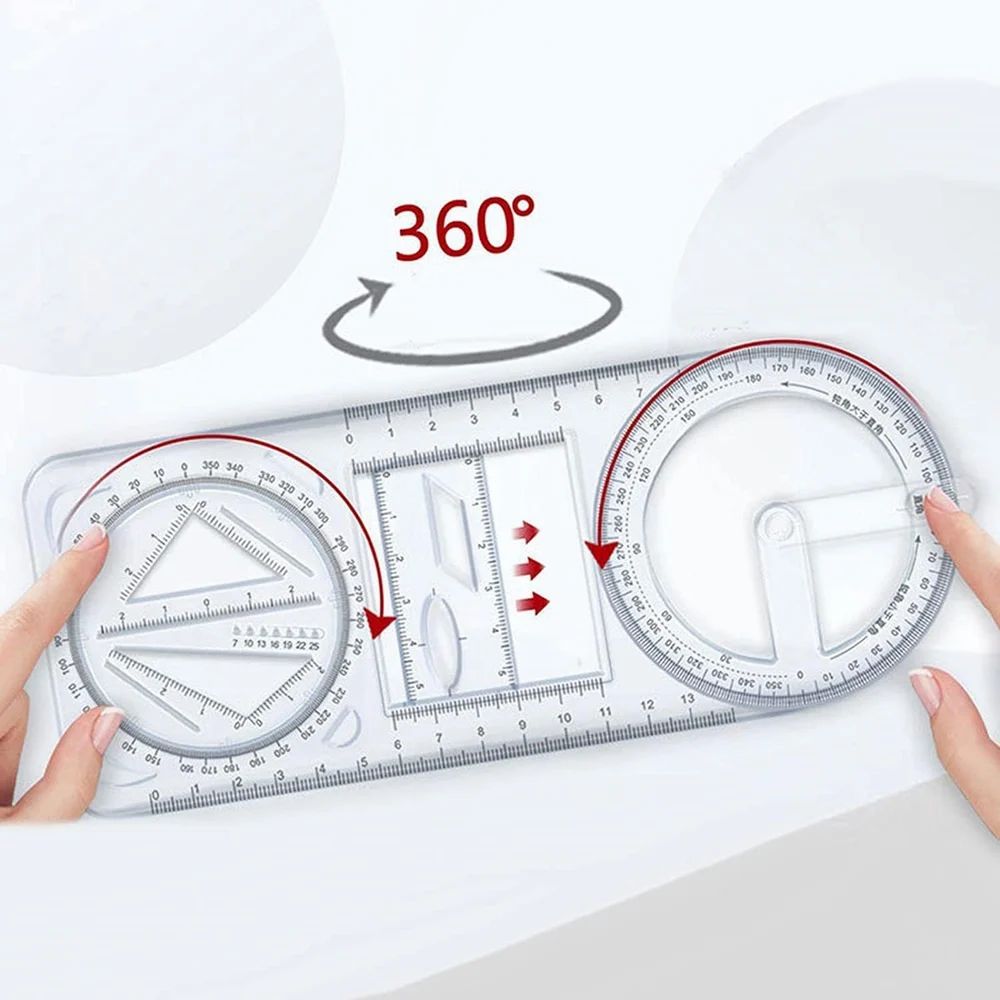 All-in-One Geometry & Angle Ruler | Perfect for School, Drawing & Office Projects